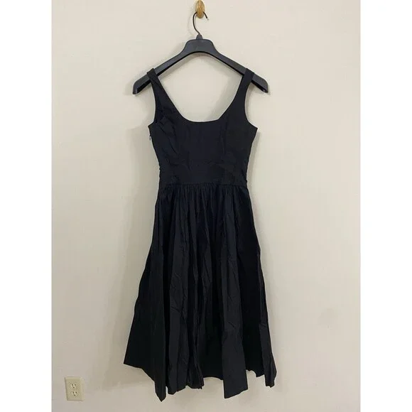 J. Crew Fit-and-flare Black Midi Dress In Cotton Poplin NWT Size 0 J. Crew Fit-and-flare Black Midi Dress In Cotton Poplin NWT Size 0